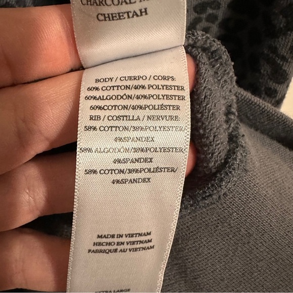 Rails Marcie Mini Cheetah Puff Sleeve Sweatshirt Size XL Grey Black - Picture 6 of 7